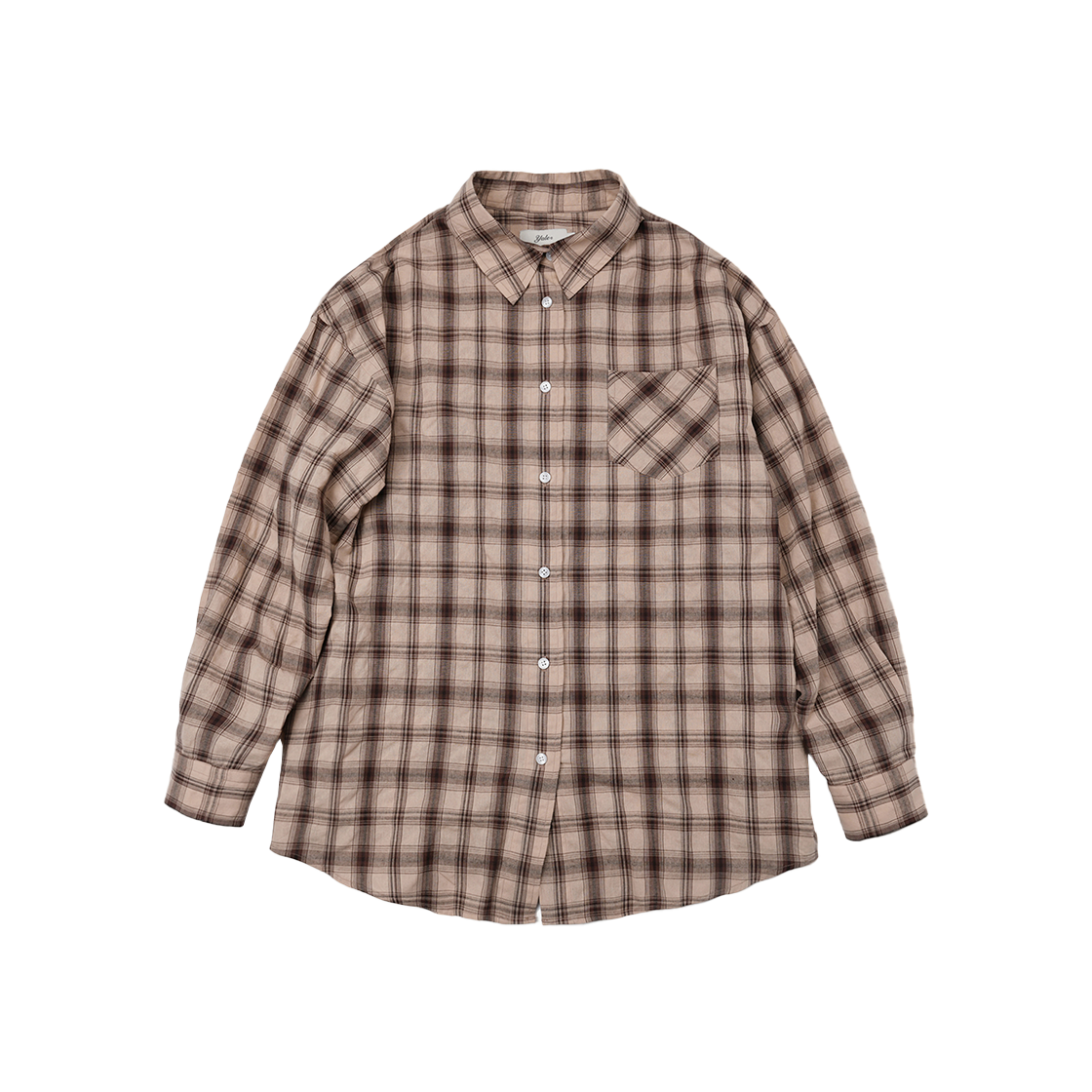 YFS1SH204ABE Yale Women's Loose Fit Multi-Check Shirt Beige