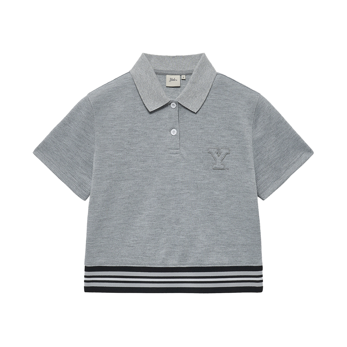 YFM1PK201AMG Yale Women's Crop Banding Polo Shirt Grey
