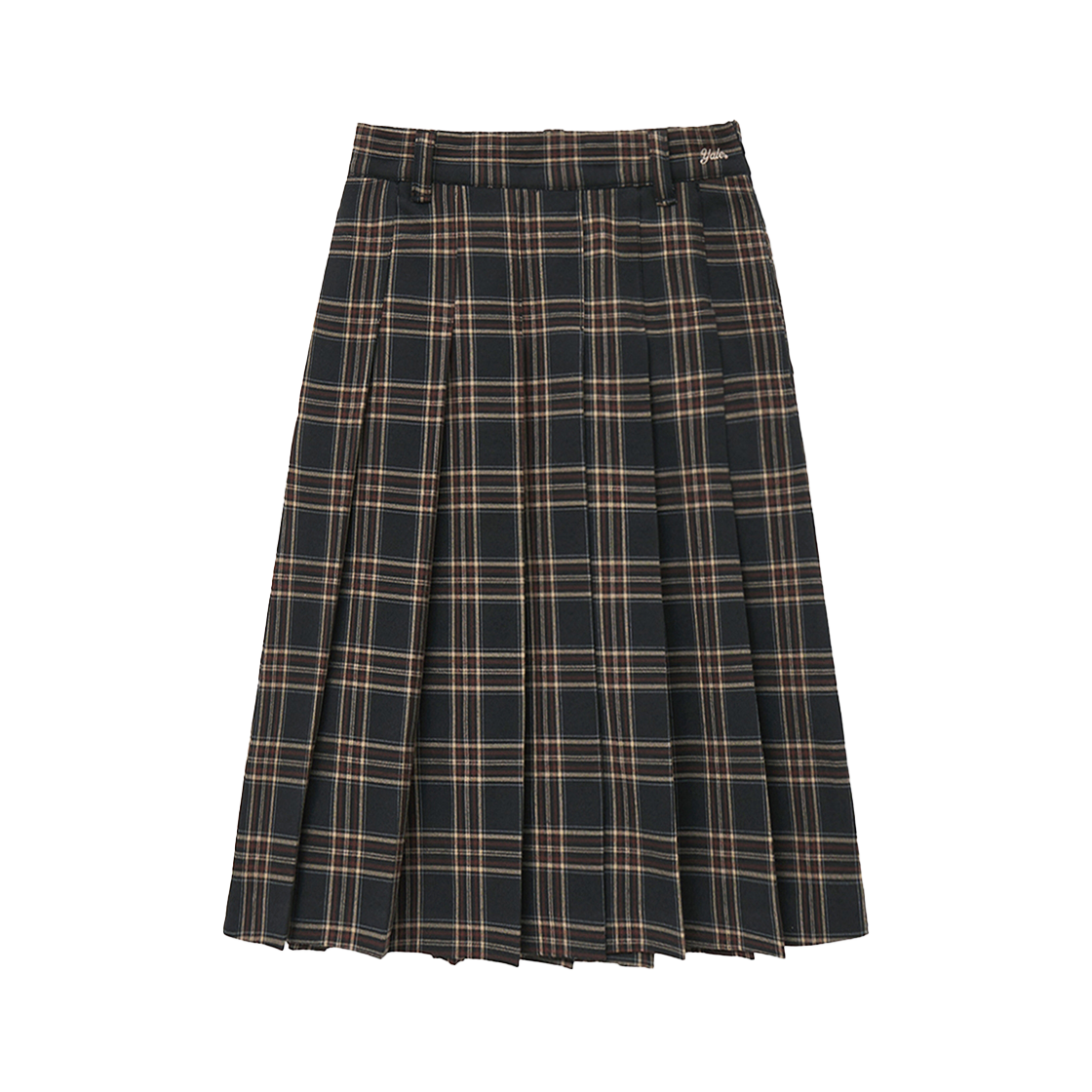 YFS1SK202ABR Yale Check Pleated Skirt Brown