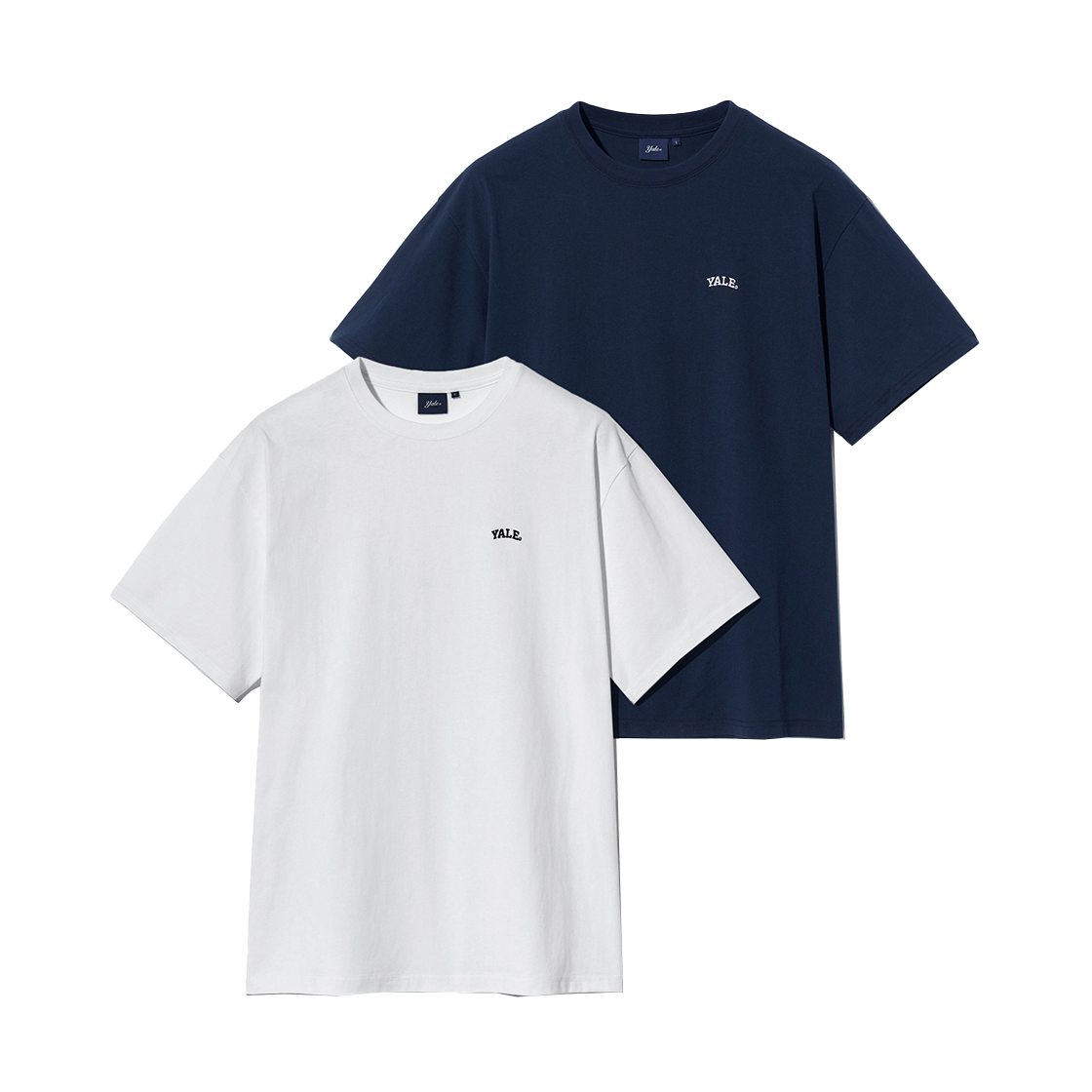 예일 [16수 코마사] 2PACK 스몰아치 반팔티셔츠 화이트/네이비(Yale [16'S CM] 2PACK Small Arch Short Sleeve T-Shirt White/Navy)