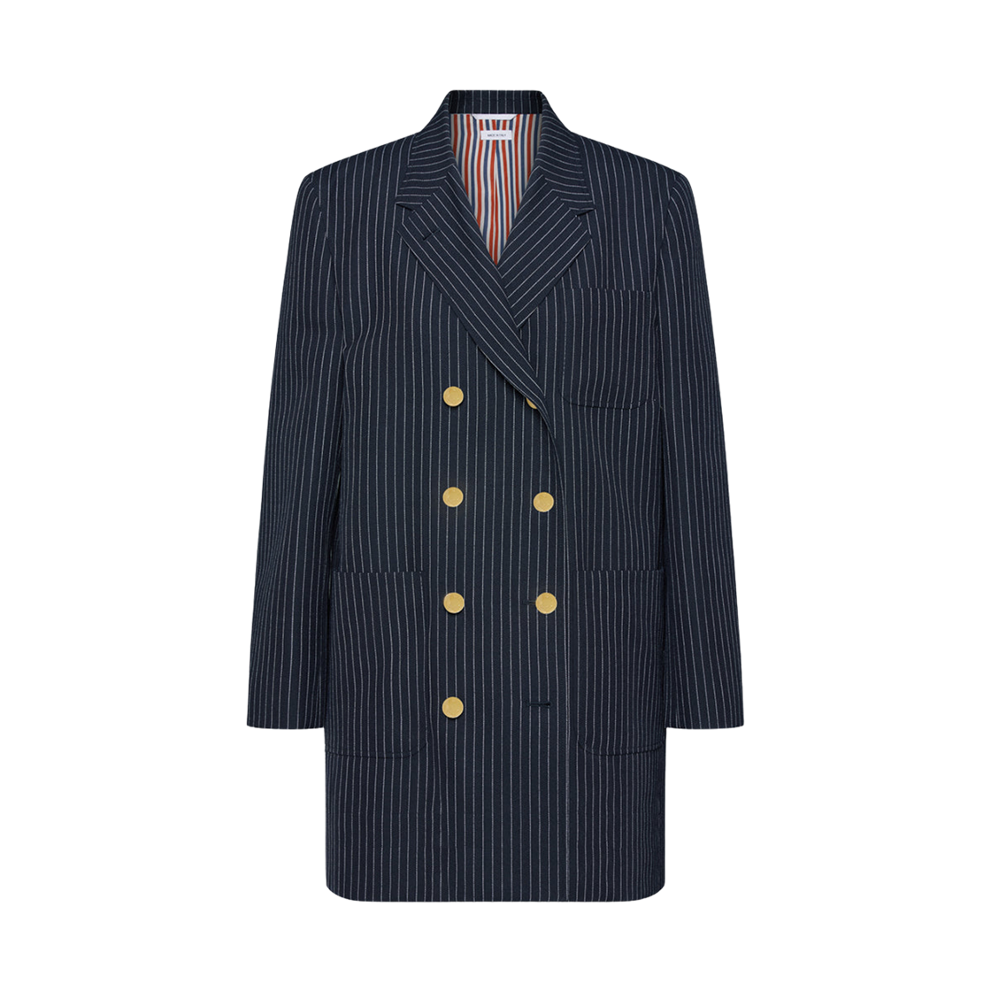 FDSF32A-F0932-415 (W) Thom Browne Pinstripe High Twisted Wool Sport Coat Navy