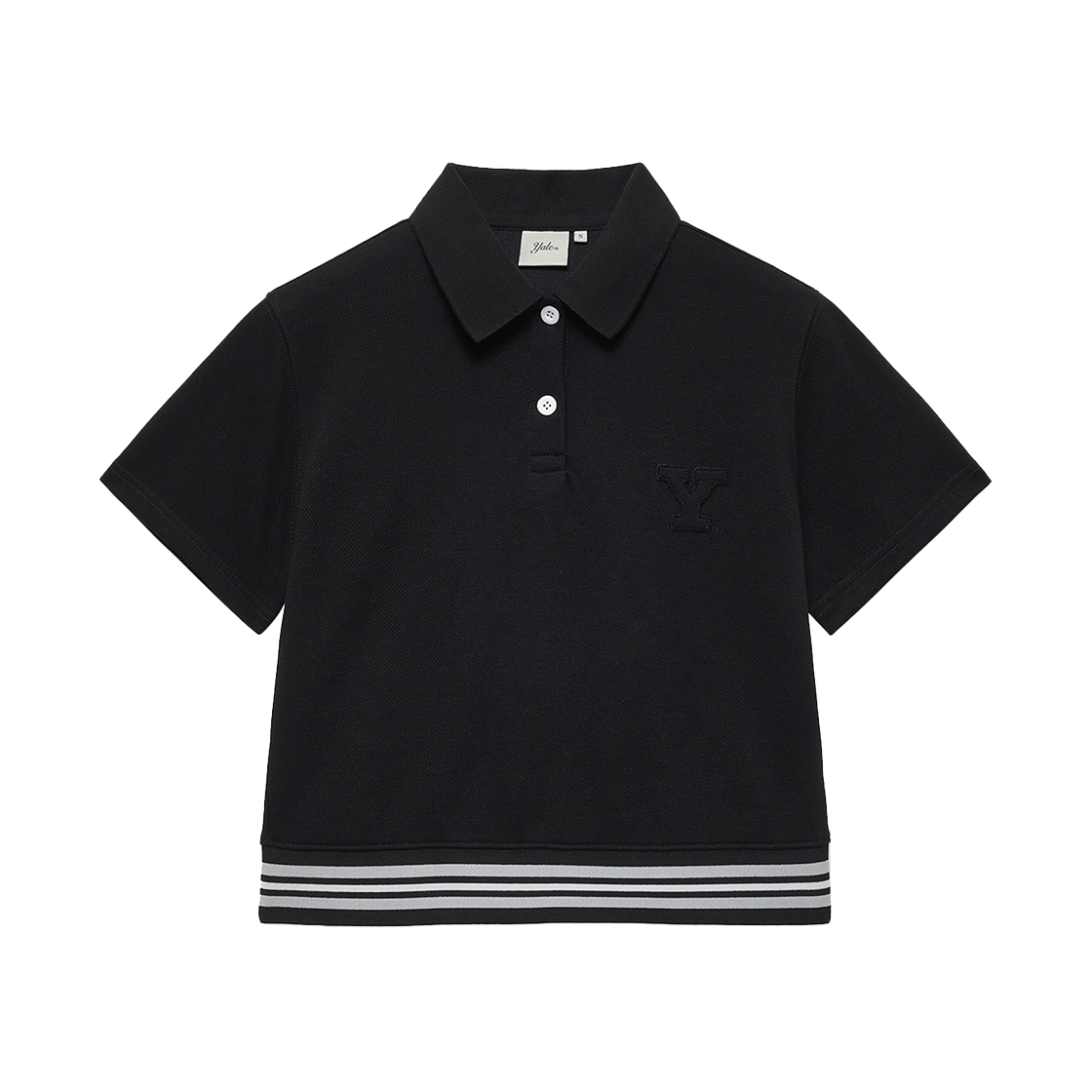 YFM1PK201ABK Yale Women's Crop Banding Polo Shirt Black