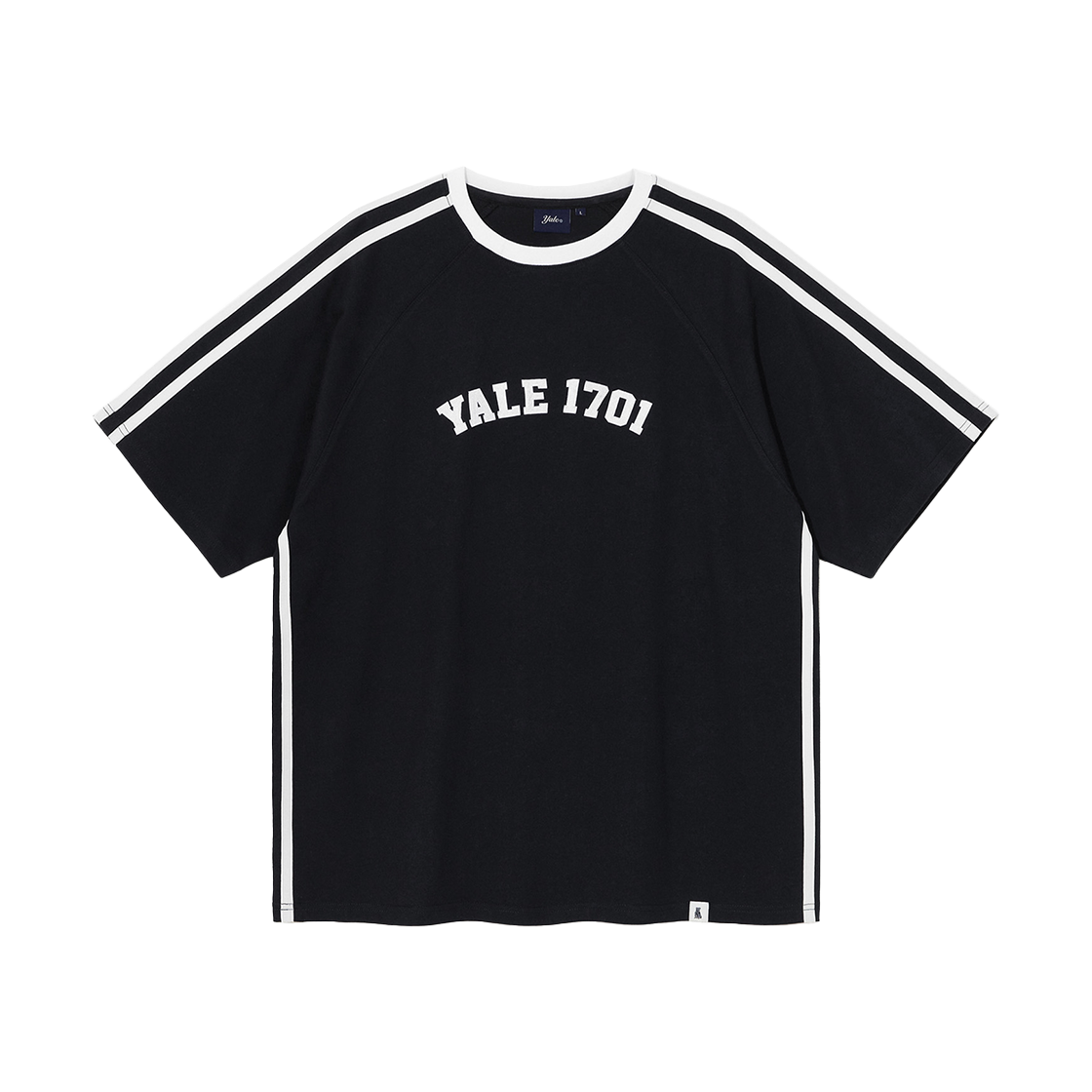 예일 아플리케 테이핑 래글런 반팔티셔츠 블랙(Yale Applique Taping Raglan Short Sleeve Black)