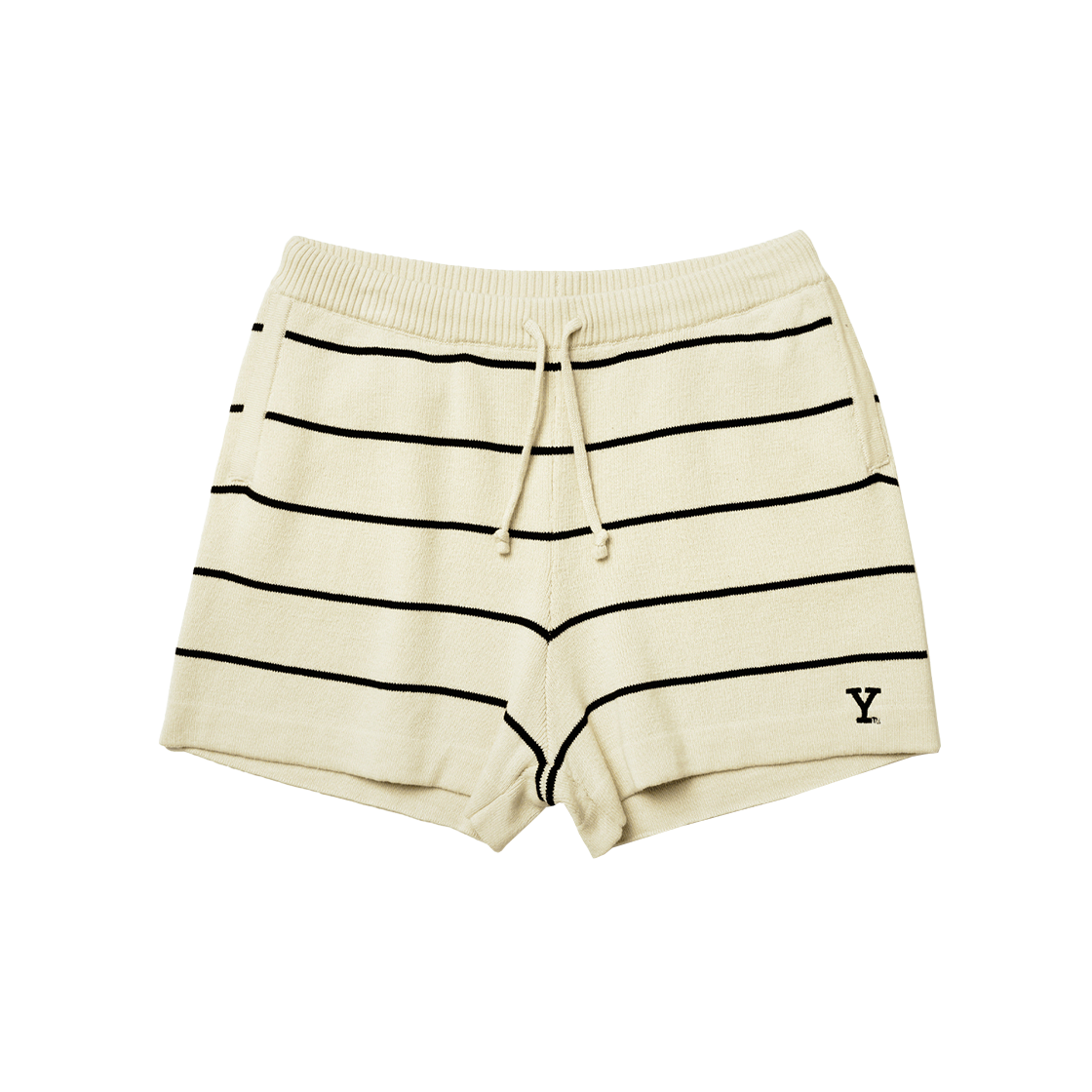 YFM1SO201AIV Yale Striped Knit Shorts Ivory