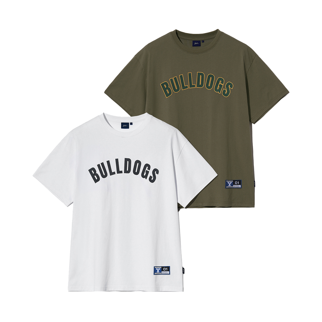 YEM9SS334BKH Yale 2PACK Bulldogs Arch Short Sleeve White/Khaki