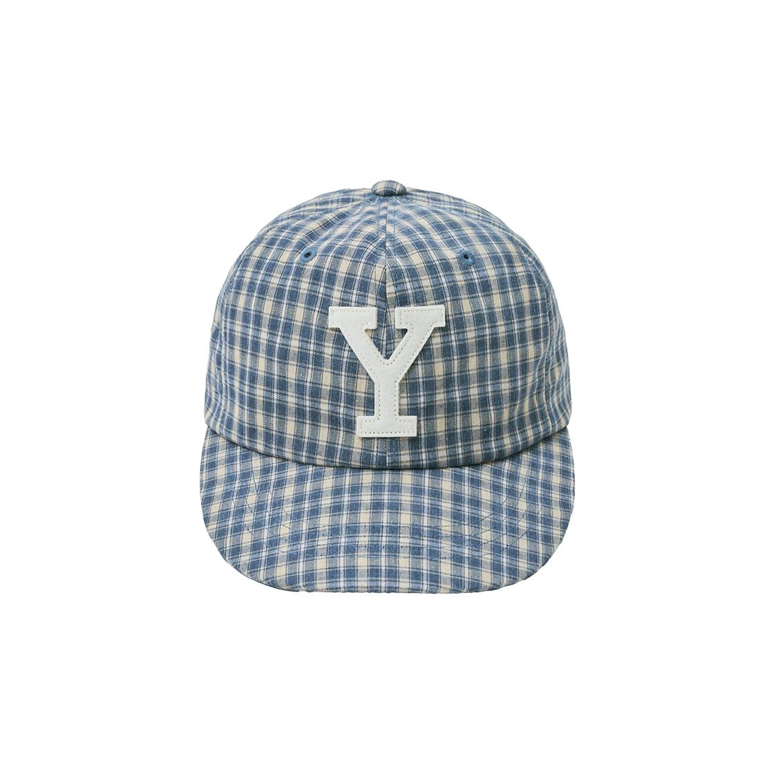 예일 Y 로고 체크 볼캡_블루(Yale Y Logo Check Ball Cap Blue)
