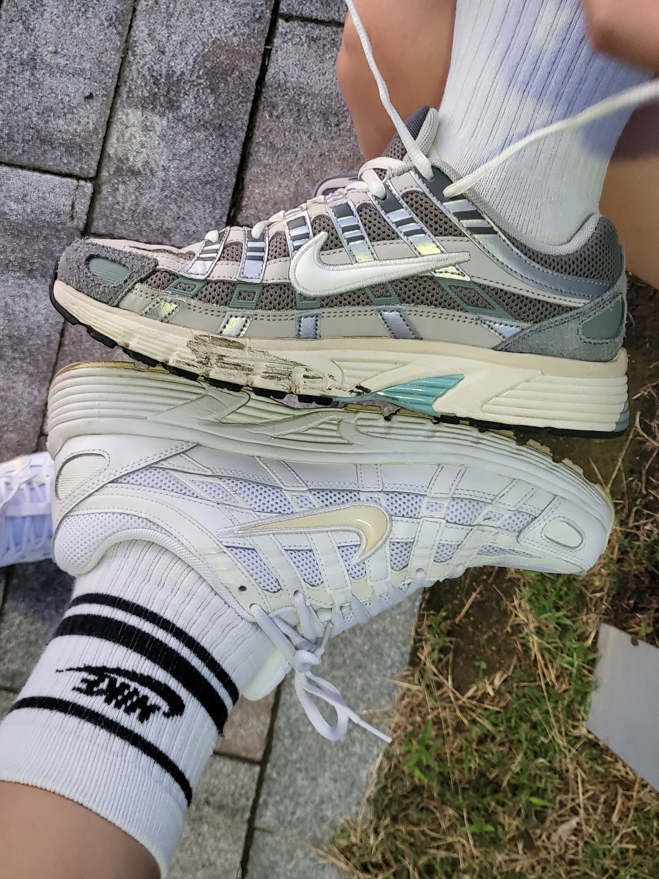 Nike P-6000 Flat Pewter Light Iron Ore, Nike P-6000 White 착용 스타일