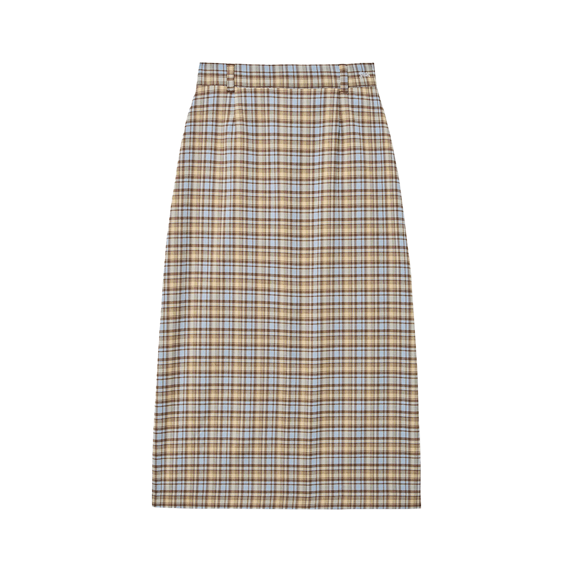 YFS1SK203ABR Yale Check Midi Skirt Brown