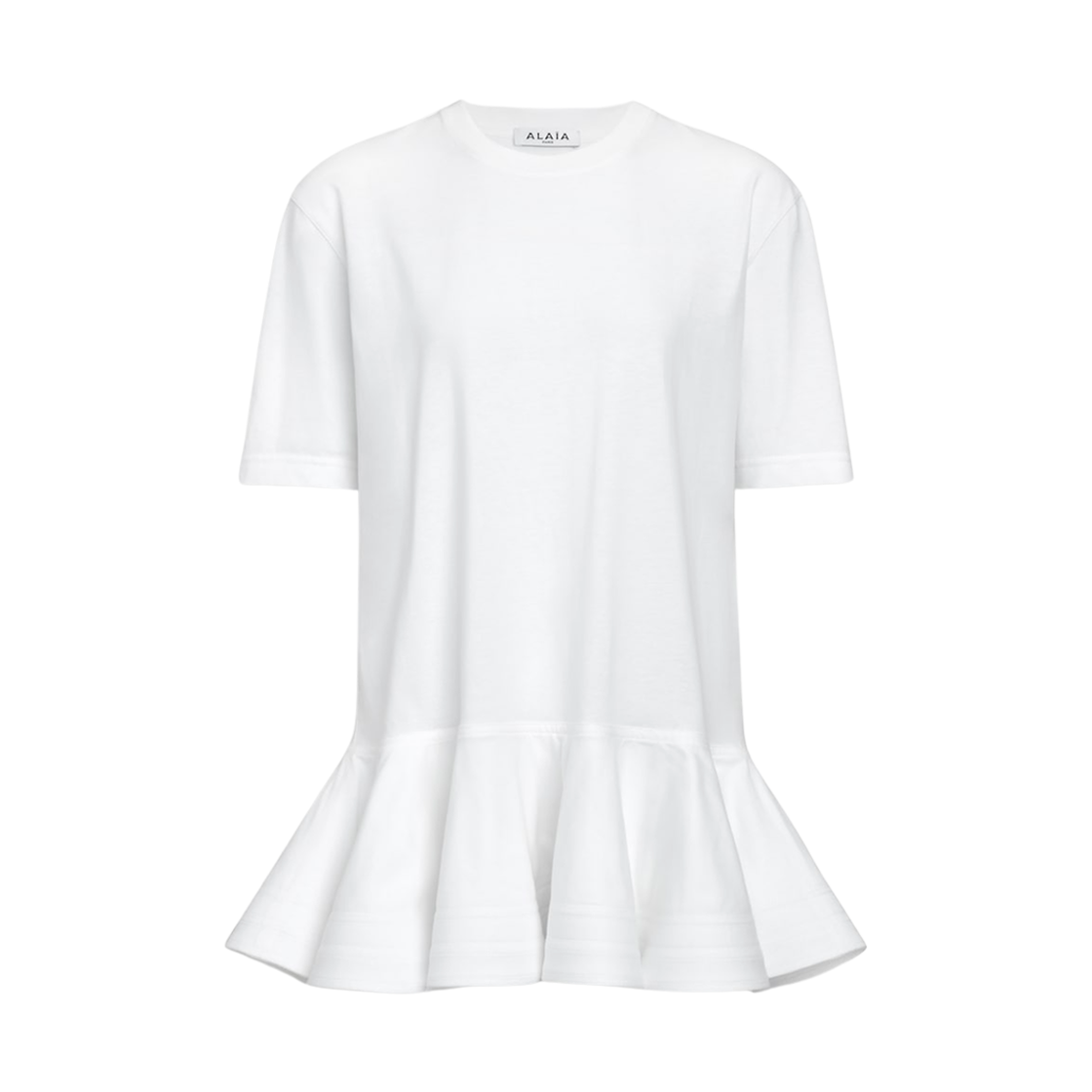 (W) 알라이아 페플럼 티셔츠 화이트((W) Alaia Peplum T-Shirt White)