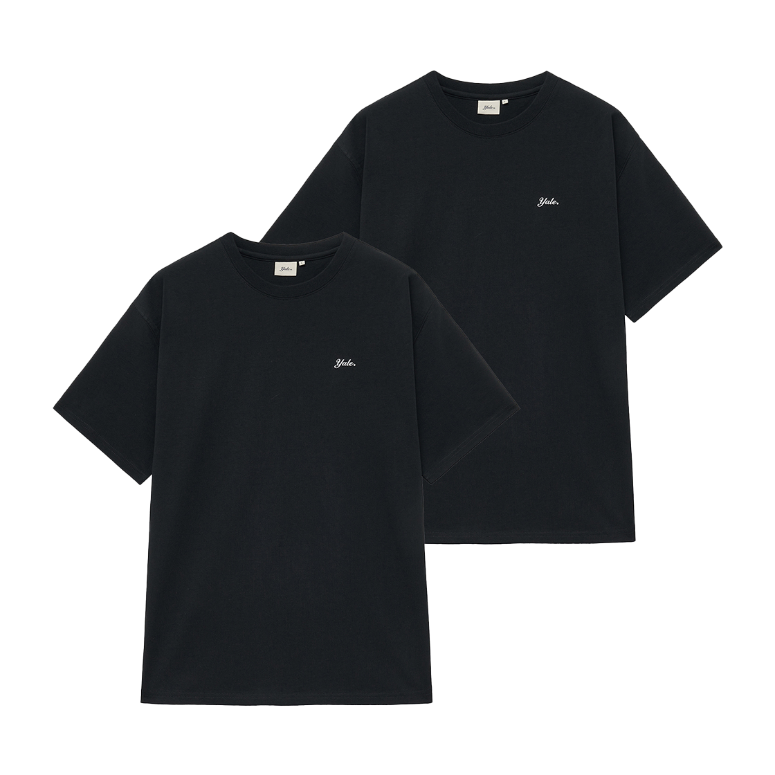 예일 [2PACK] 레귤러 핏 스넬로고 반팔티셔츠_블랙/블랙(Yale [2PACK] Regular Fit Snell Logo Short Sleeve Black/Black)