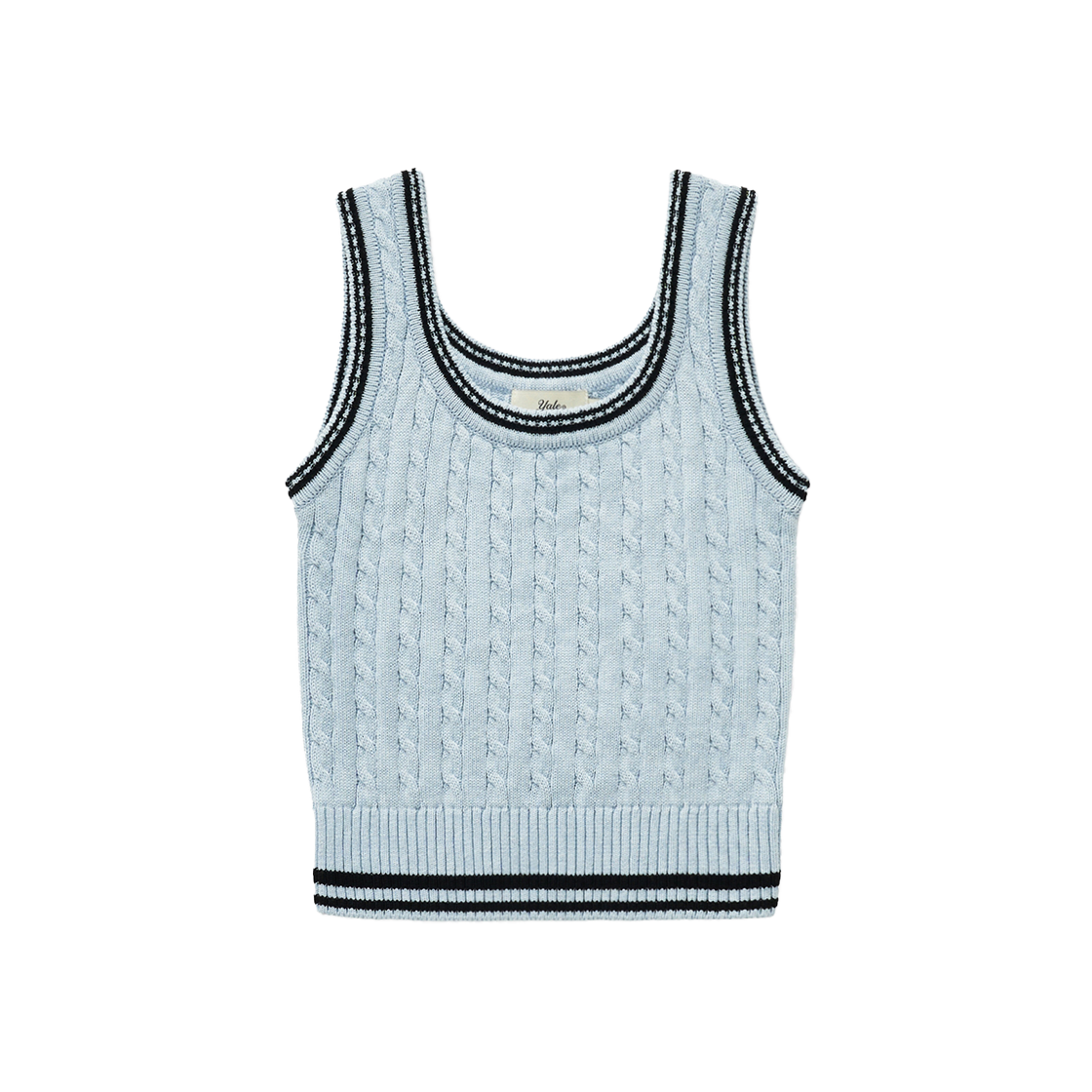 YFS1VS201ABG Yale Cable Knit Sleeveless Blue Grey
