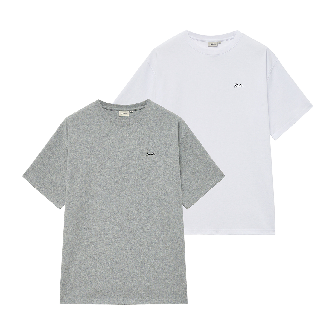 예일 [2PACK] 레귤러 핏 스넬로고 반팔티셔츠_화이트/그레이(Yale [2PACK] Regular Fit Snell Logo Short Sleeve White/Grey)
