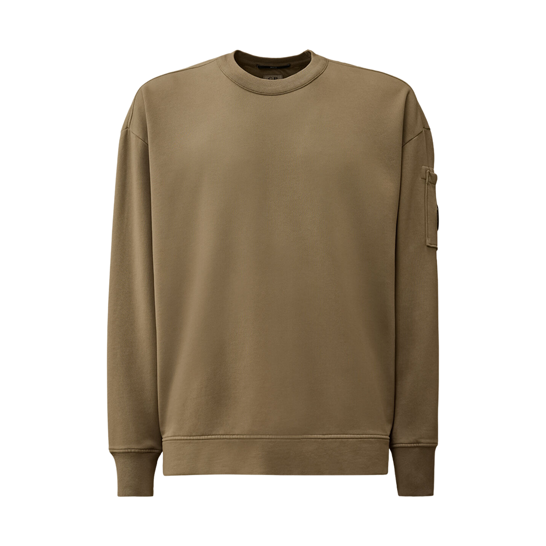 C.P. 컴퍼니 브러쉬드 & 에머라이즈드 다이애그널 플리스 박시 크루넥 스웨트셔츠 펀가이 그레이 - 25FW(C.P. Company Brushed & Emerized Diagonal Fleece Boxy Crewneck Sweatshirt Fungi Grey - 25FW) - 1