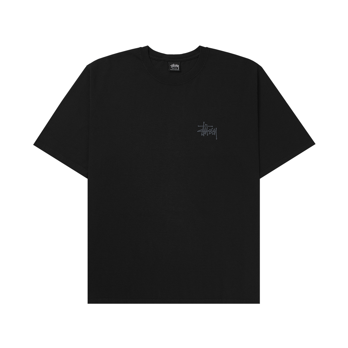 스투시 베이직 스투시 피그먼트 다이드 티셔츠 블랙 화이트(Stussy Basic Stussy Pigment Dyed T-Shirt Black White) - 2