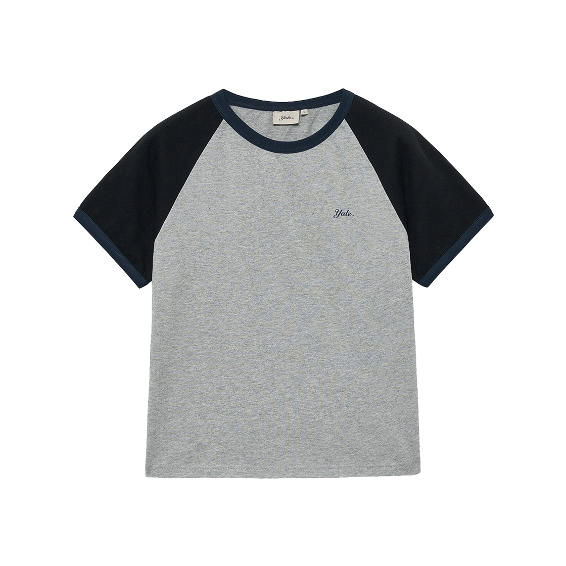 예일 우먼즈 크롭 래글런 링거 티셔츠_그레이(Yale Women's Crop Raglan Ringer T-Shirt Grey)