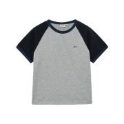 Yale Women's Crop Raglan Ringer T-Shirt Grey