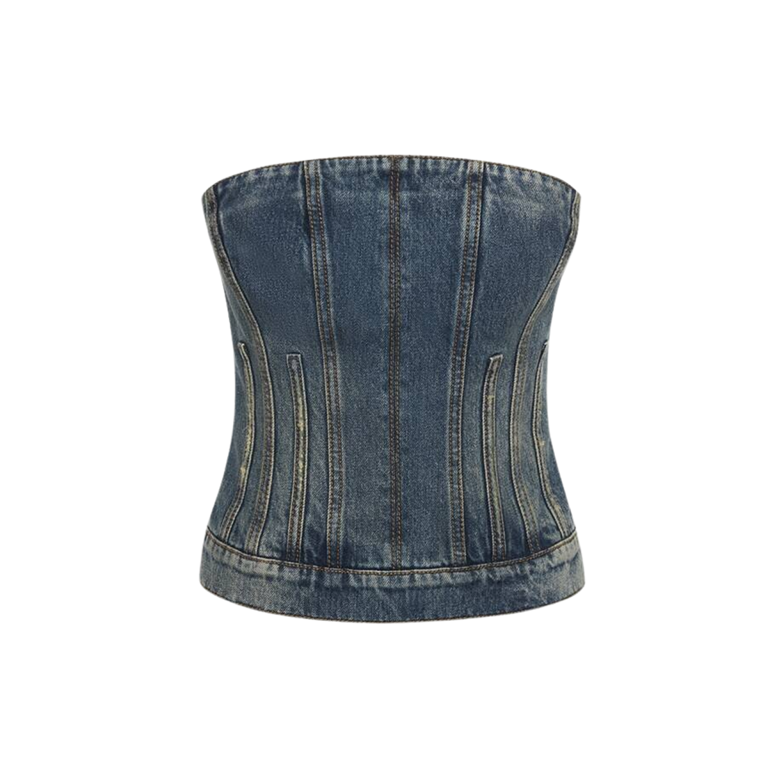(W) 알렉산더 맥퀸 데님 코르셋 탑 다크 워시((W) Alexander McQueen Denim Corset Top Dark Wash)
