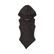 (W) Mischief Hooded Stripe Vest Brown Black