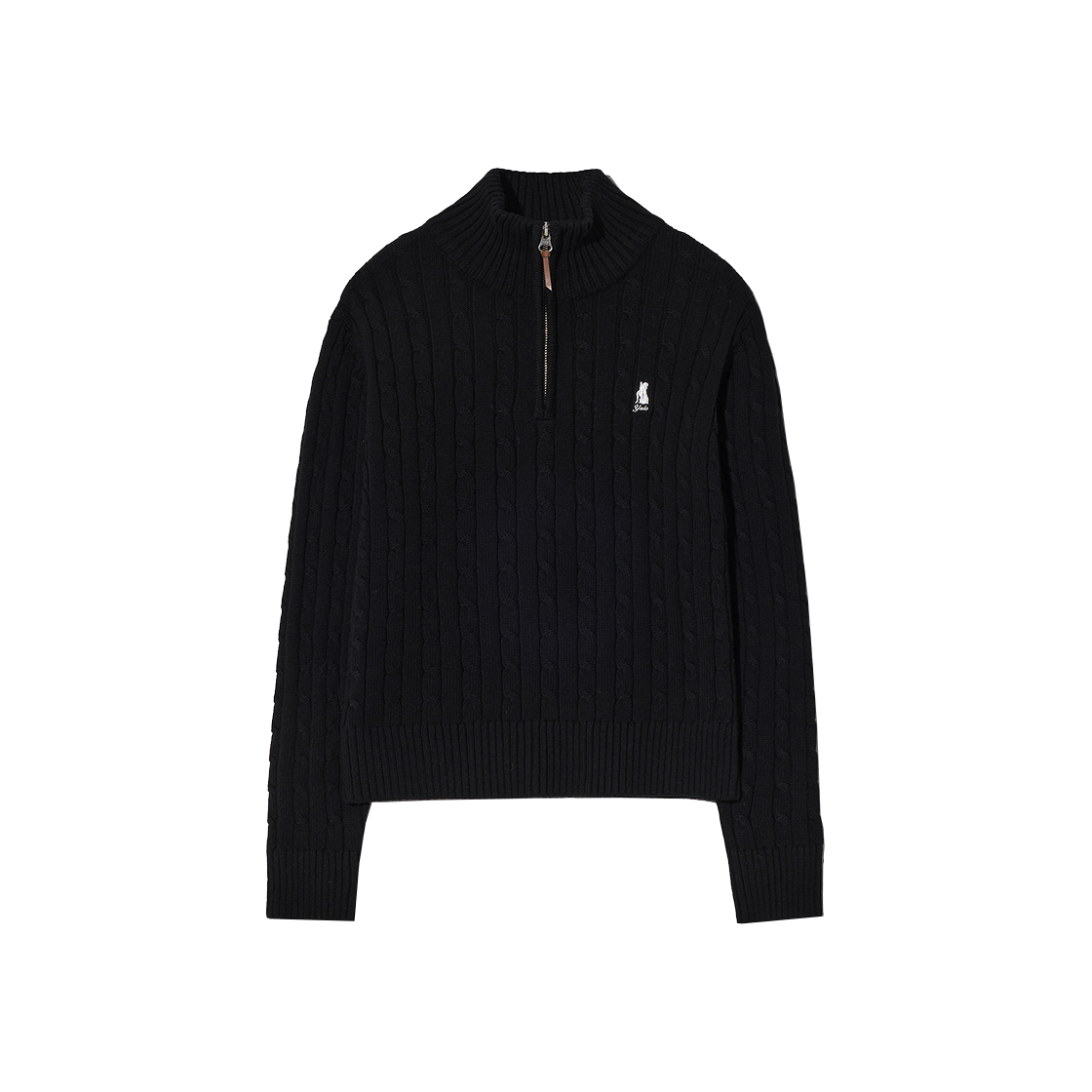 예일 우먼즈 케이블 하프 집업 니트_블랙(Yale Women's Cable Half Zip-Up Knit Black)
