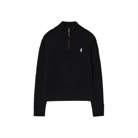 YEW1KC202ABK Yale Women's Cable Half Zip-Up Knit Black