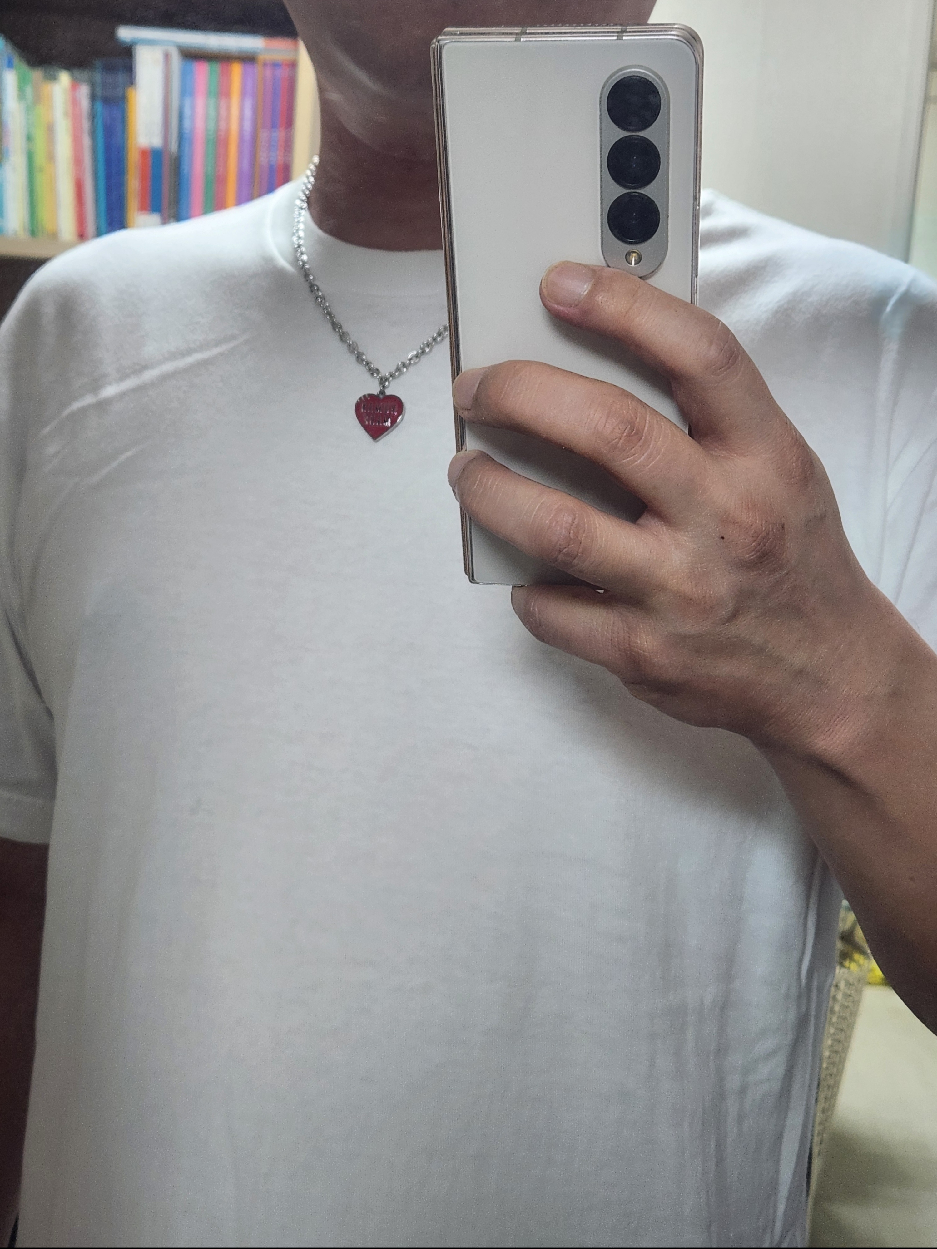 Human Made Heart Necklace Red 착용 스타일
