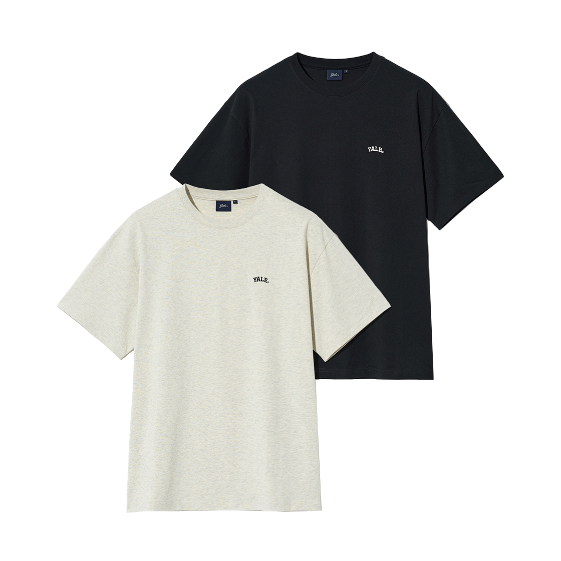 예일 [16수 코마사] 2PACK 스몰아치 반팔티셔츠 오트밀/블랙(Yale [16'S CM] 2PACK Small Arch Short Sleeve T-Shirt Oatmeal/Black) - 1