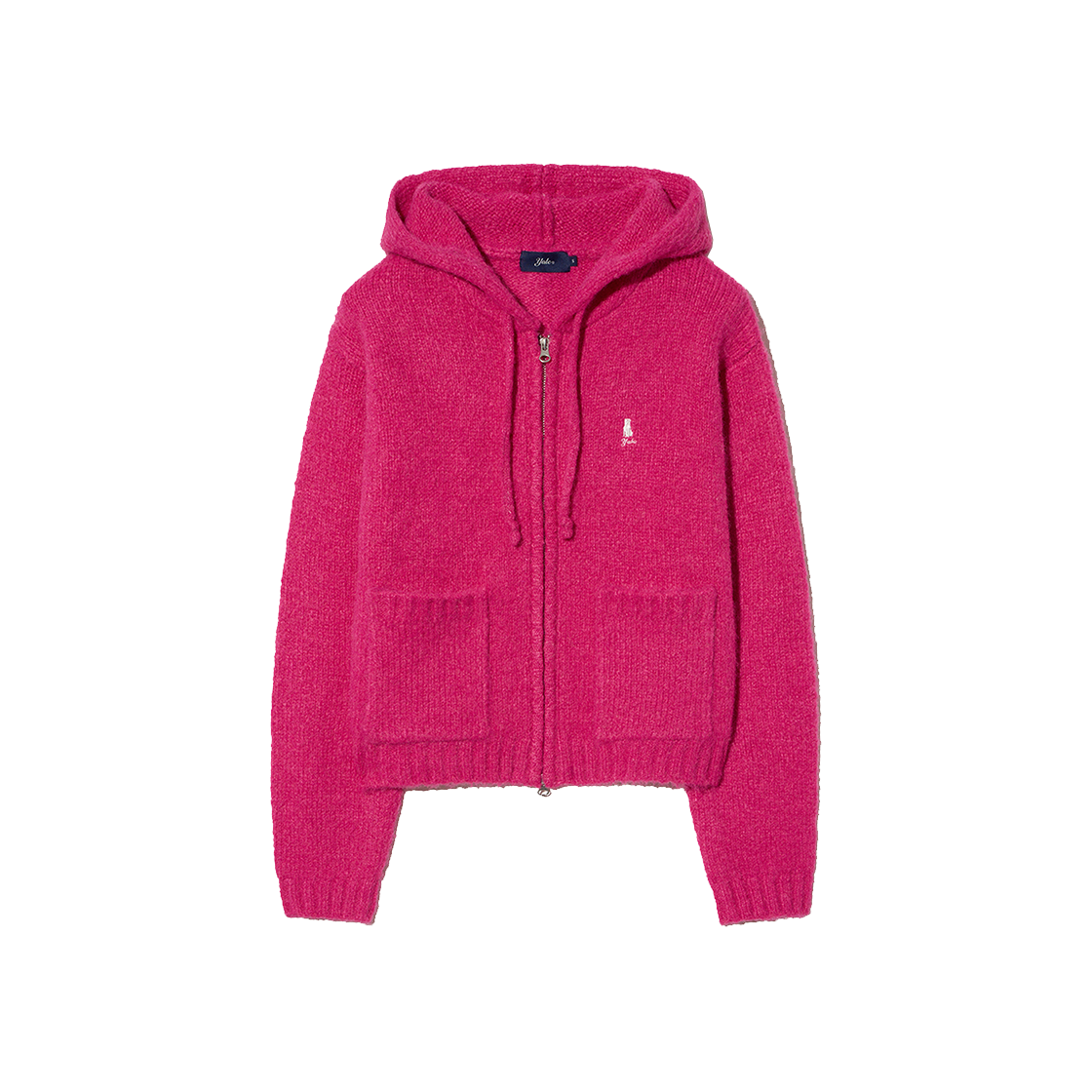 예일 우먼즈 헤어리 크롭 니트 후드 집업_핫핑크(Yale Women's Hairy Cropped Knit Hooded Zip-Up Hot Pink)
