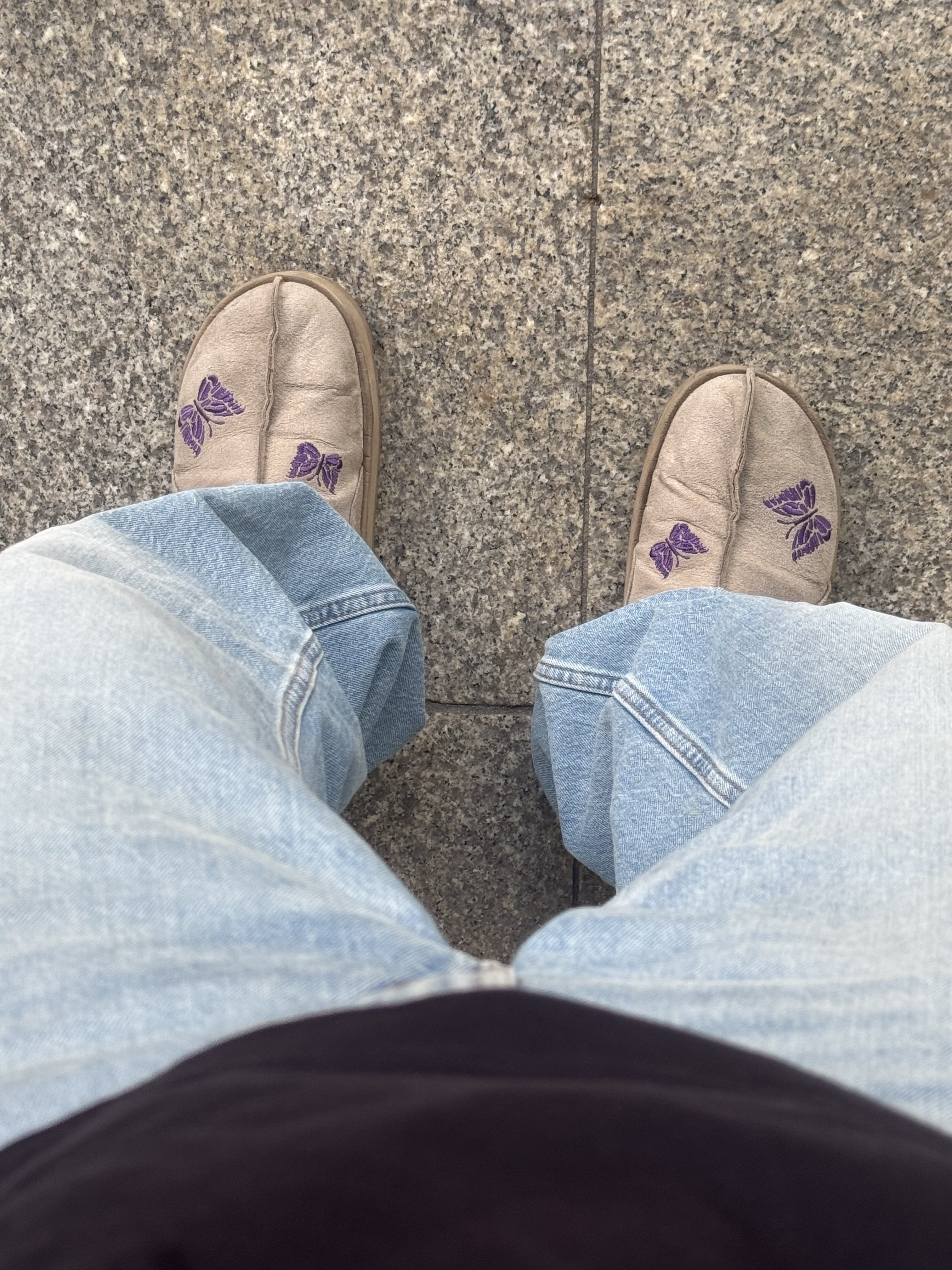 Reebok x Needles Beatnik Moc Modern Beige Extreme Purple, Uniqlo x JW Anderson Straight Jean Blue - KR 착용 스타일 - 1