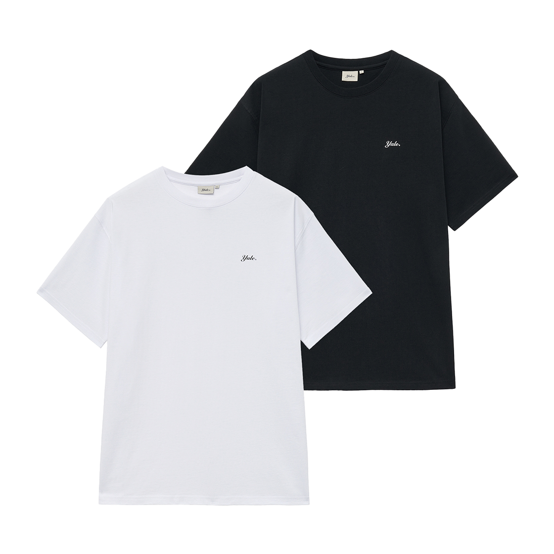 예일 [2PACK] 레귤러 핏 스넬로고 반팔티셔츠_화이트/블랙(Yale [2PACK] Regular Fit Snell Logo Short Sleeve White/Black)