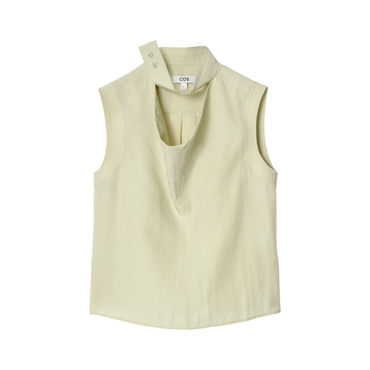 1266116001 (W) COS Sleeveless Cut-Out Cowl Neck Blouse Light Green