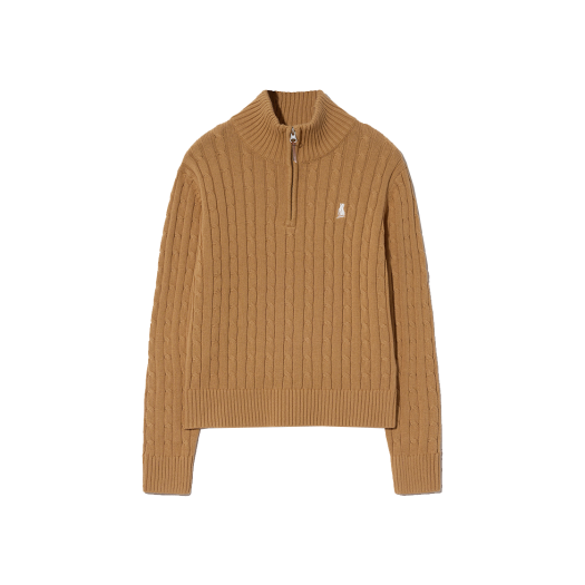 YEW1KC202ACA Yale Women's Cable Half Zip-Up Knit Camel