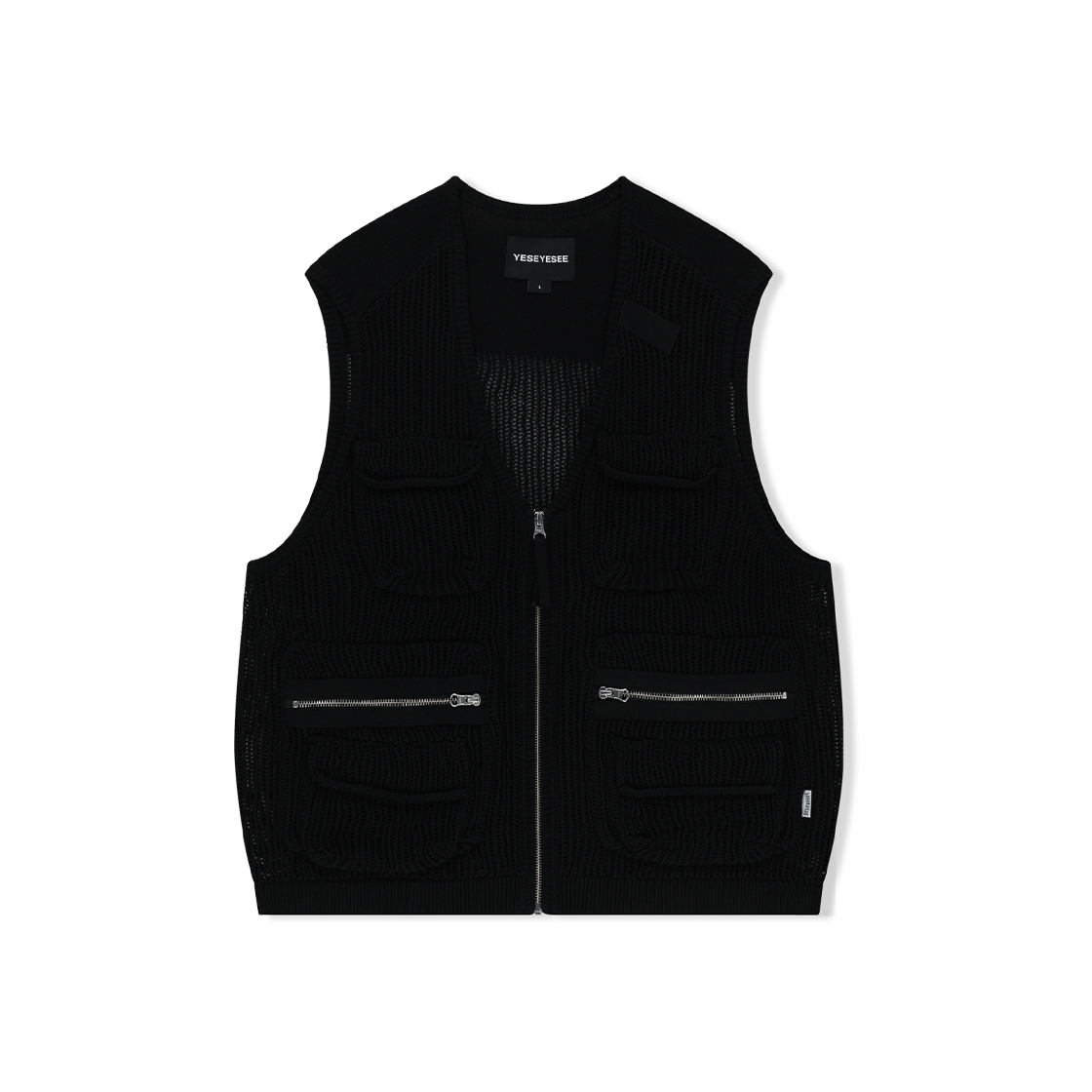 예스아이씨 니티드 유틸리티 베스트 블랙(YESEYESEE Knitted Utility Vest Black)