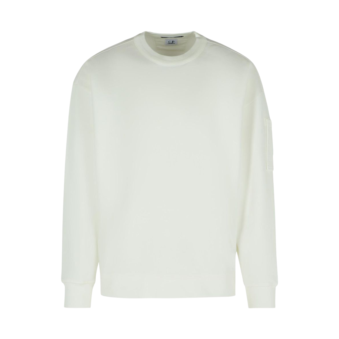 19CMSS058A006372G103 C.P. Company Brushed & Emerized Diagonal Fleece Boxy Crewneck Sweatshirt White - 25FW