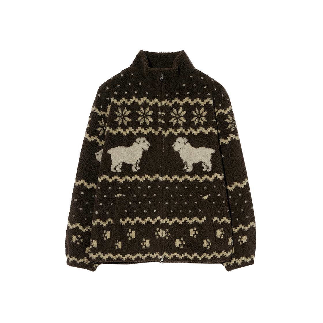 YEW1FJ302ABR Yale Jacquard Boa Fleece Jacket Brown