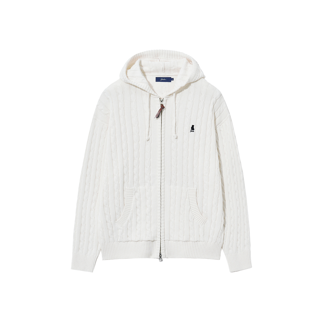 예일 케이블 니트 후드 집업_아이보리(Yale Cable Knit Hooded Zip-Up Ivory)