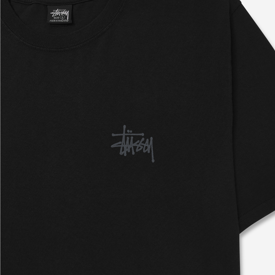스투시 베이직 스투시 피그먼트 다이드 티셔츠 블랙 화이트(Stussy Basic Stussy Pigment Dyed T-Shirt Black White) - 4