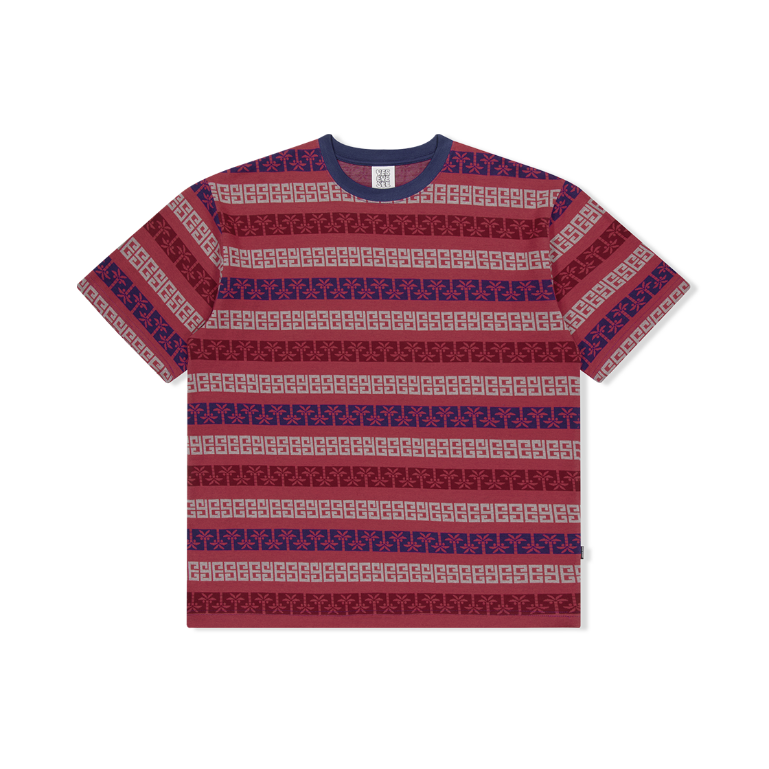 YS251TTSST15RED YESEYESEE Y.E.S Palm Jacquard Tee Red