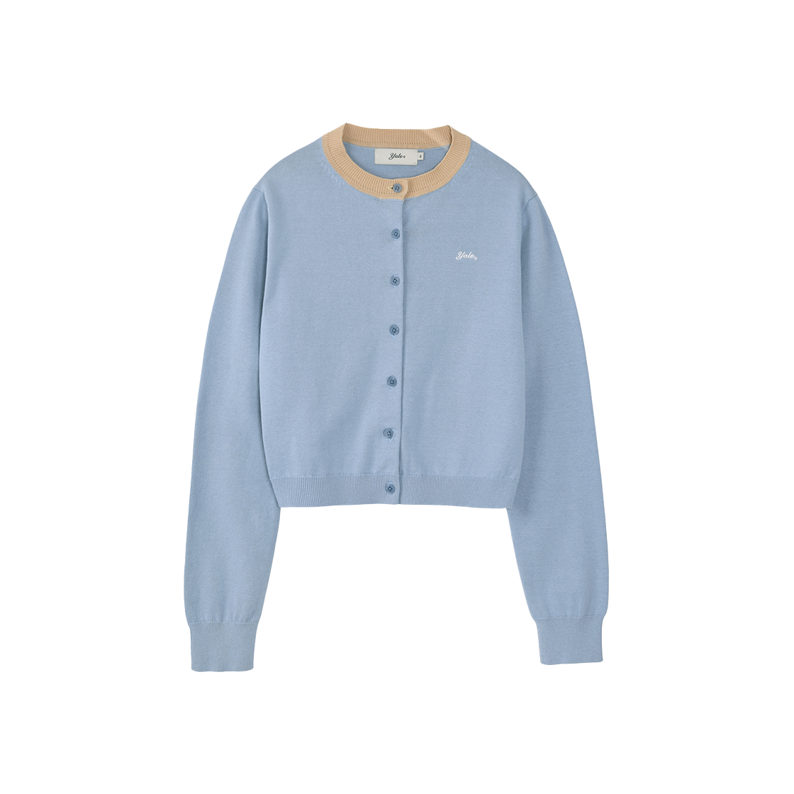 YFS1KC201AVB Yale Cotton Ribbed Button Cardigan Vintage Blue