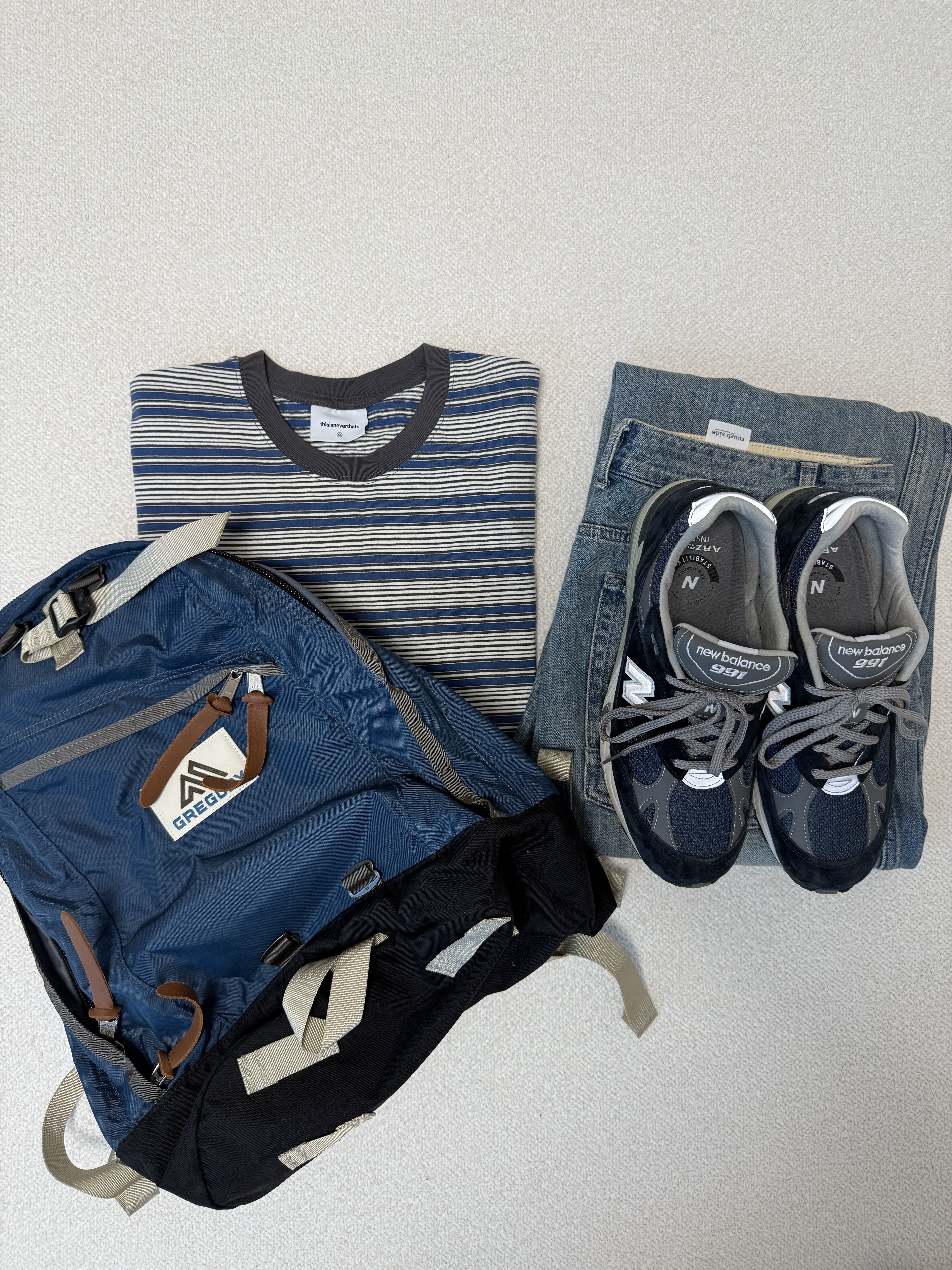 New Balance 991 Made in UK Navy 착용 스타일 - 1