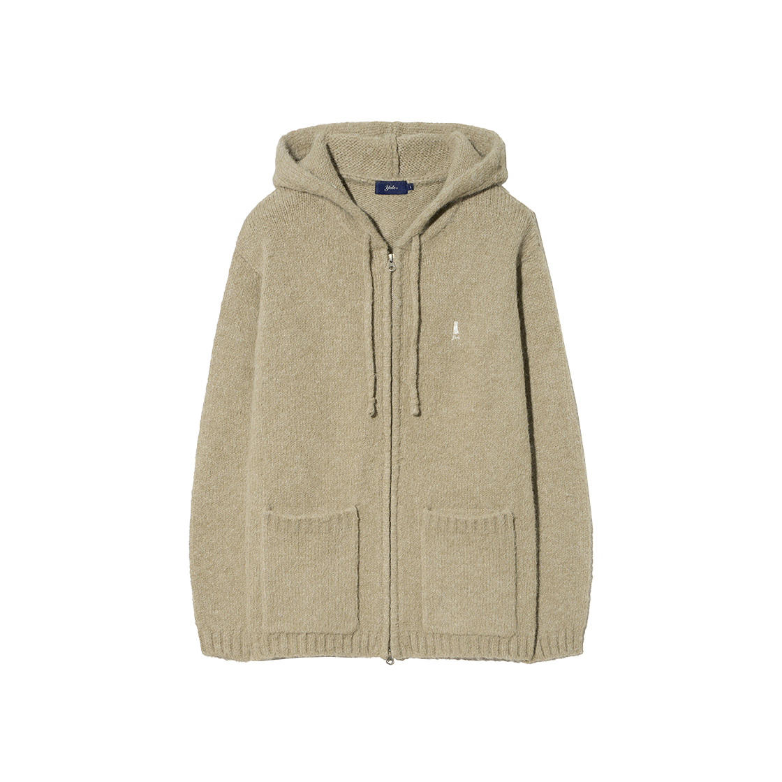 예일 헤어리 오너먼트 니트 후드 집업_그레이지(Yale Hair Ornament Knit Hooded Zip-Up Greige)