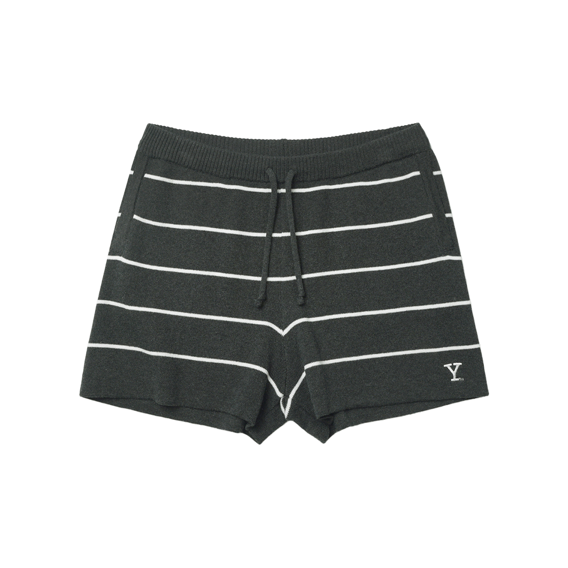 예일 스트라이프 니트 숏팬츠_차콜(Yale Striped Knit Shorts Charcoal)