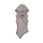(W) Mischief Hooded Stripe Vest Beige Black