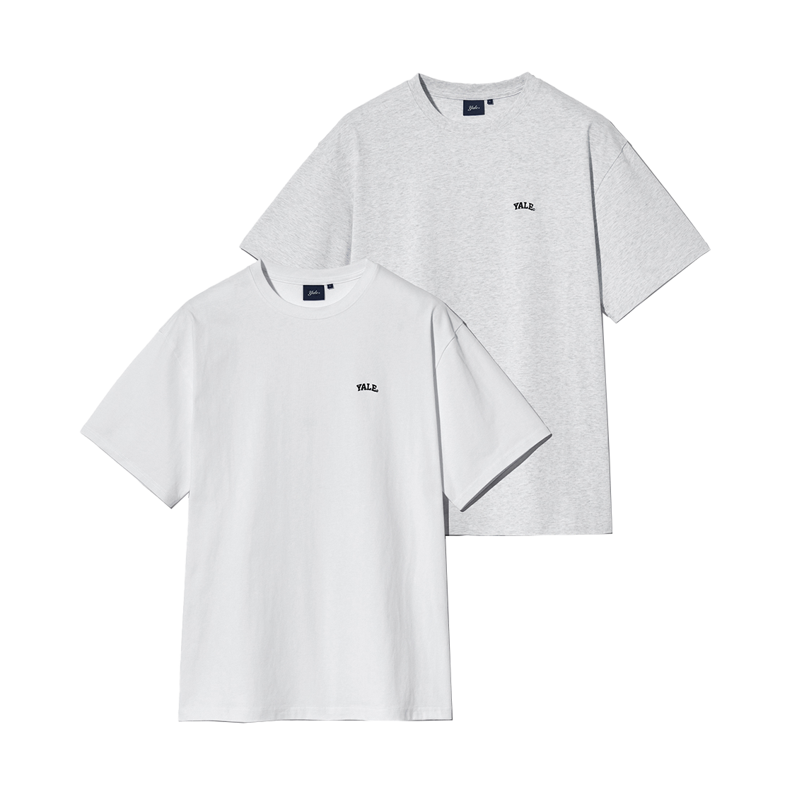 예일 [16수 코마사] 2PACK 스몰아치 반팔티셔츠 화이트/라이트그레이(Yale [16'S CM] 2PACK Small Arch Short Sleeve T-Shirt White/Light Gray) - 1