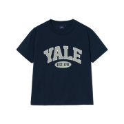 Yale Womens 2 Tone Arch Crop Short Sleeve T-Shirt Navy