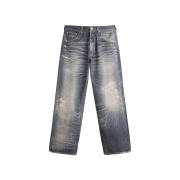 Zara Printed Washed Baggy Fit Jeans Blue