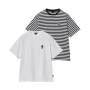 Yale [2PACK] Embroidery Dan Short Sleeve T-Shirt White/Stripe