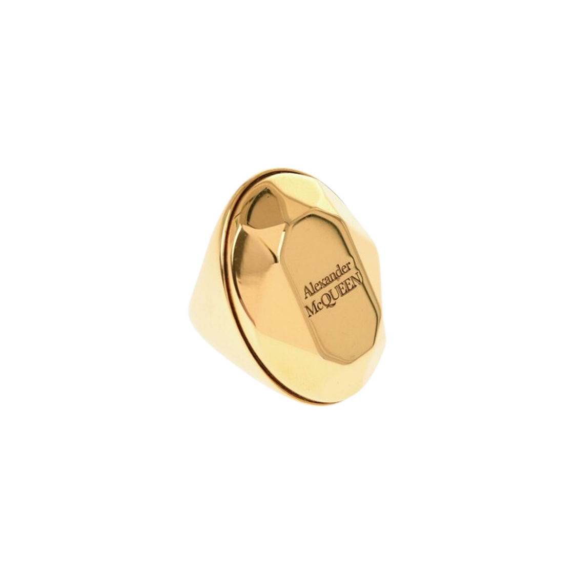 757452J160T0448 Alexander McQueen Stone Logo Ring Gold