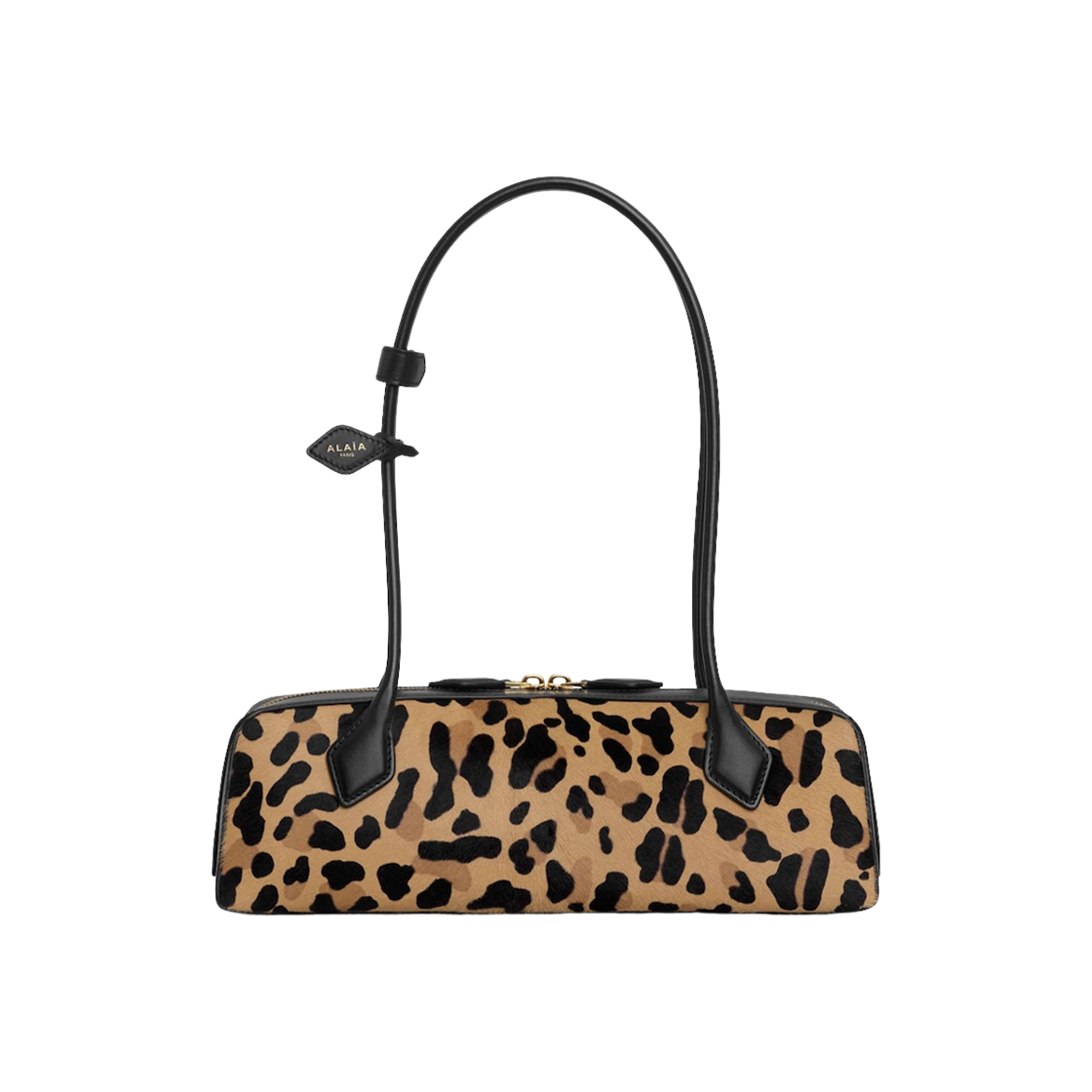 AA1S06033CA329-157 Alaia Le Teckel Medium Bag in Leopard Haircalf Brown