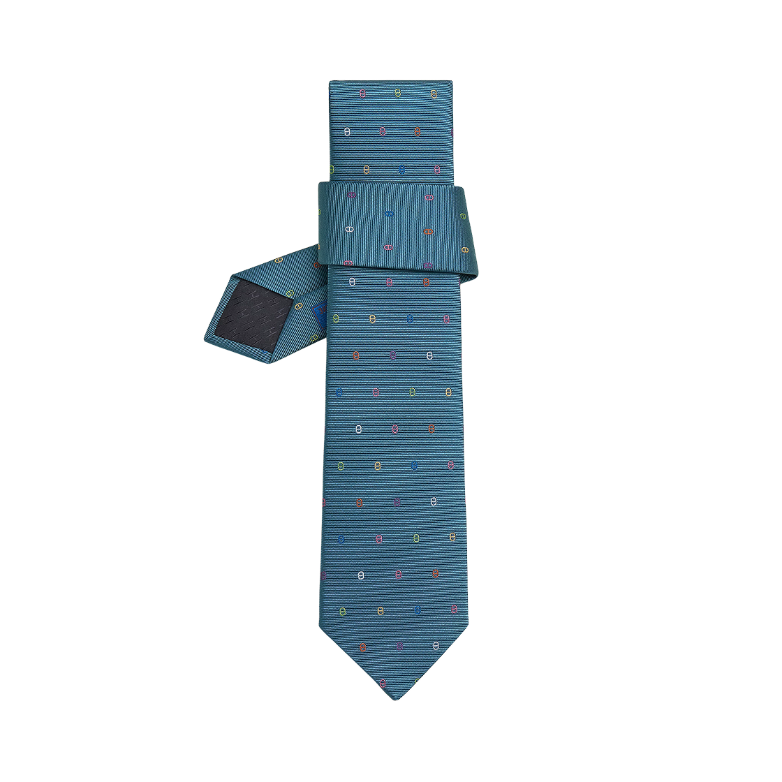 에르메스 타이 7 마이옹 멀티꼴로르 타이 베르 드 그리 블루 로아 앱생트(Hermes Tie 7 Maillons Multicolores Tie Vert De Gris Bleu Roi Absinthe) - 1