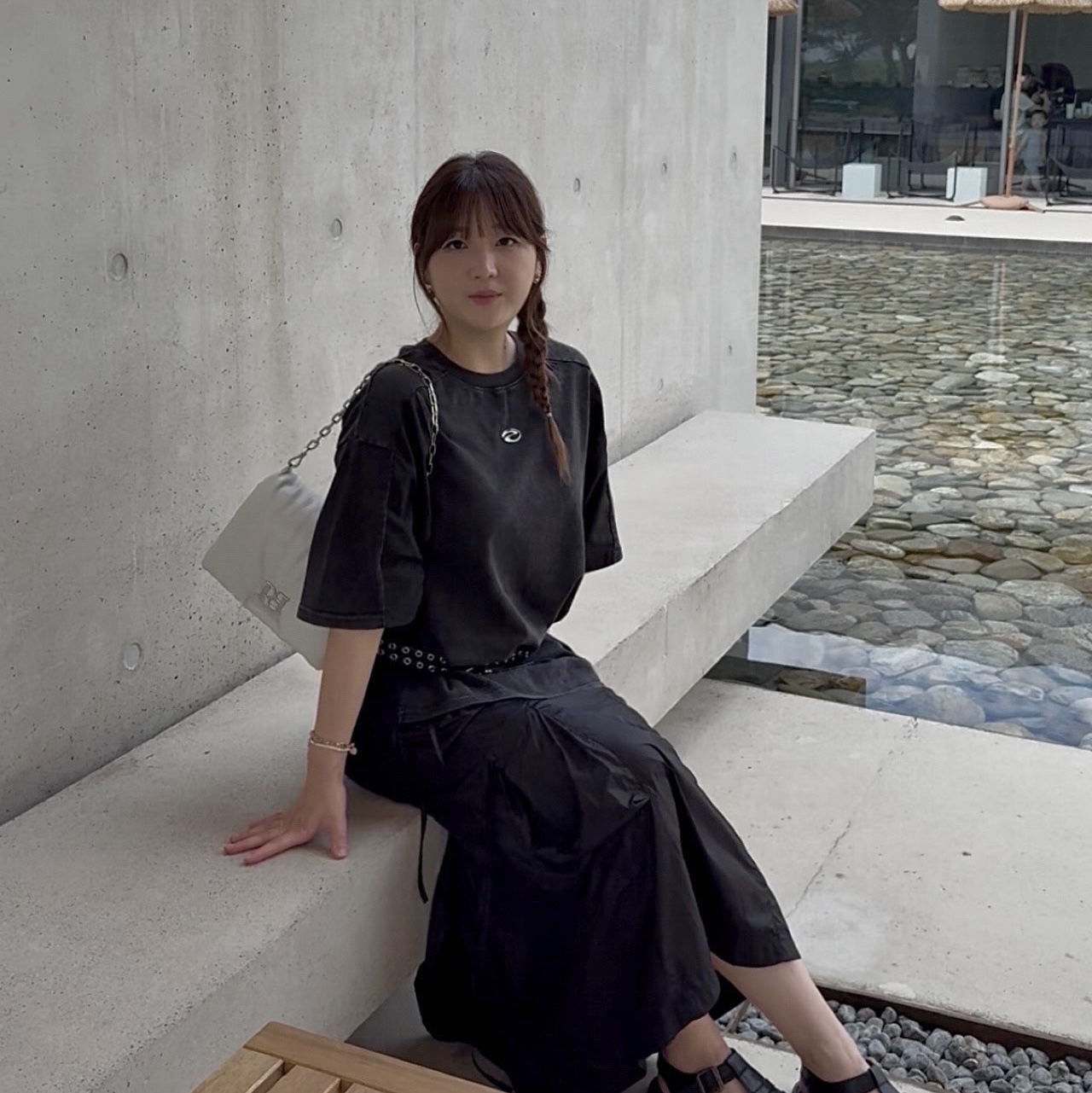 (W) Pandora Moments Snake Chain Bracelet Sterling Silver 착용 스타일 - 2